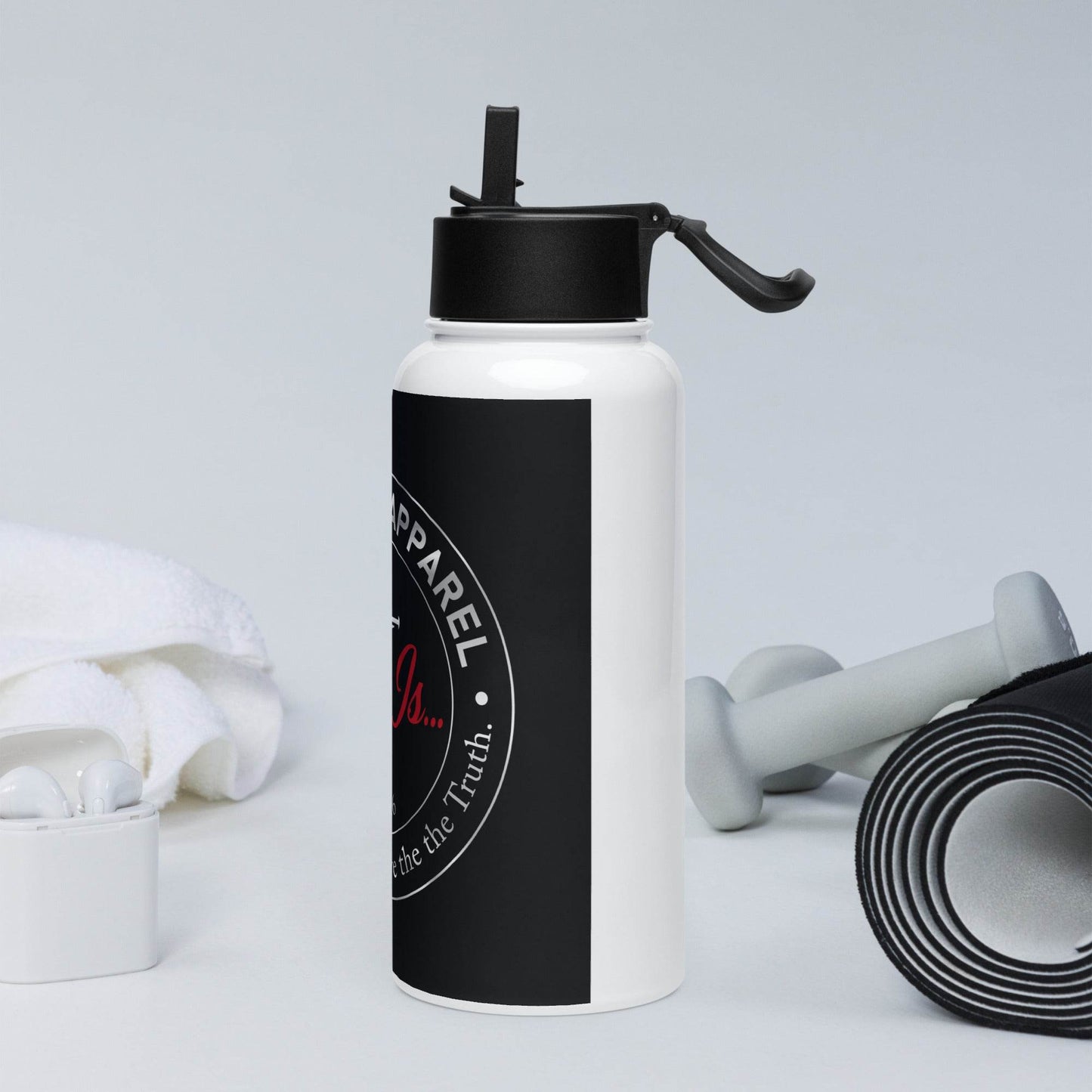 Stainless steel water bottle with a straw lid - Truth is life Style