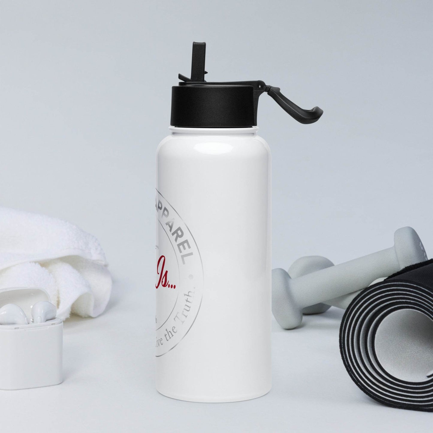 Stainless steel water bottle with a straw lid - Truth is life Style