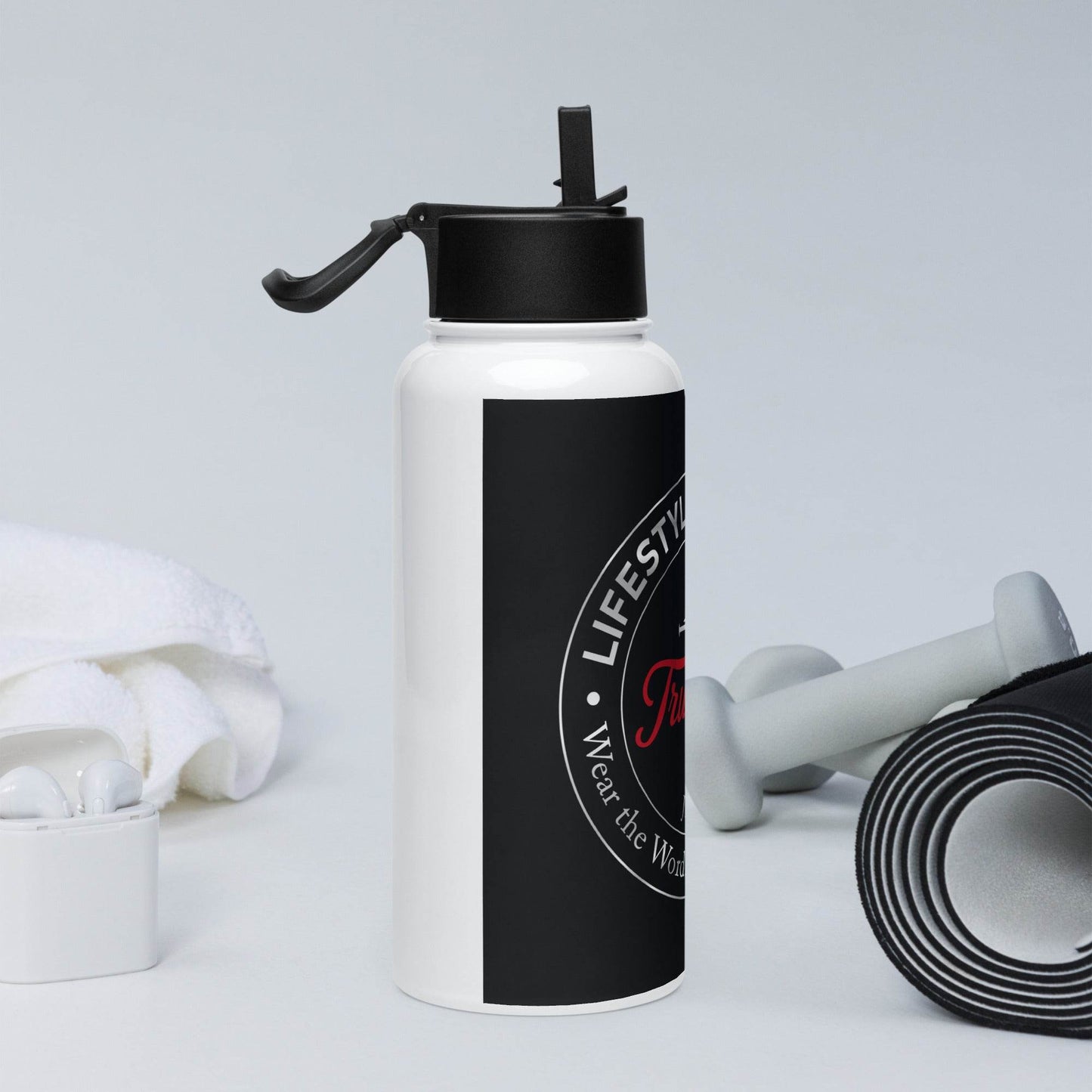 Stainless steel water bottle with a straw lid - Truth is life Style