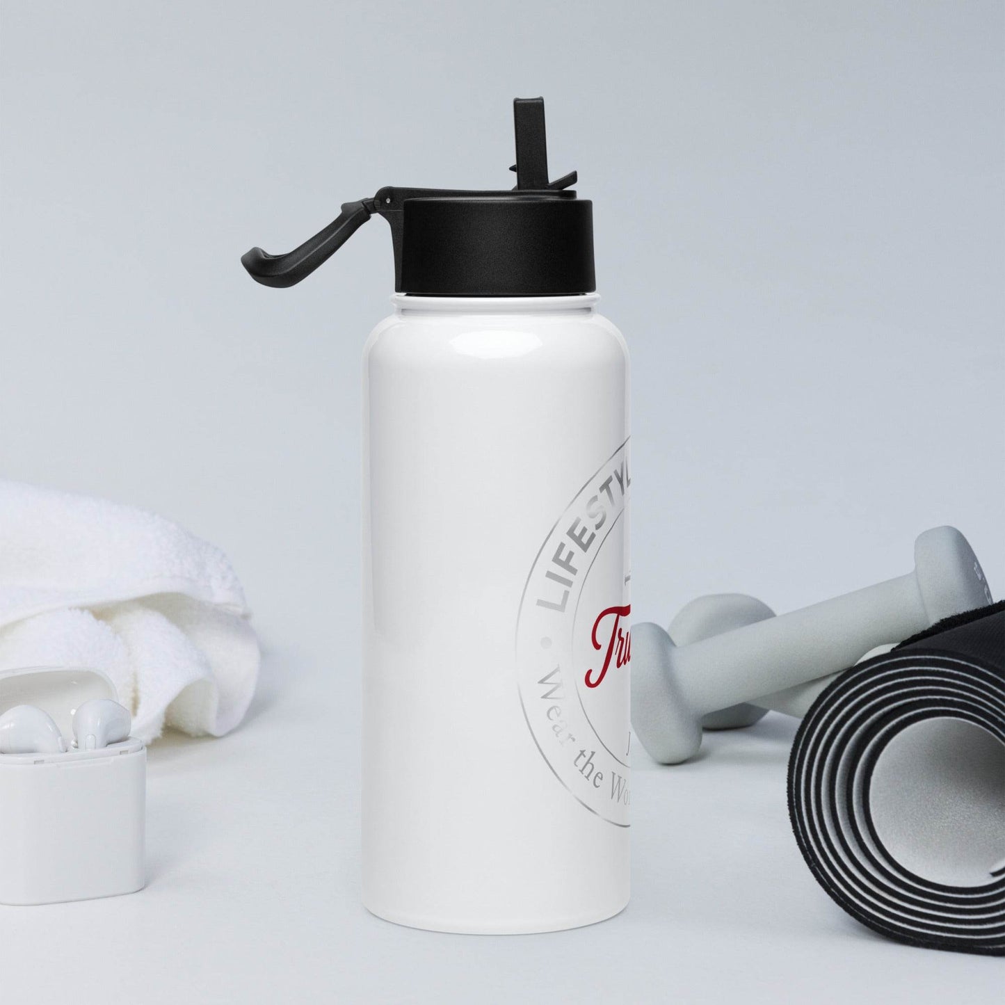 Stainless steel water bottle with a straw lid - Truth is life Style
