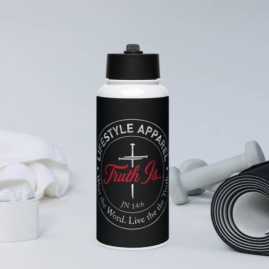 Stainless steel water bottle with a straw lid - Truth is life Style