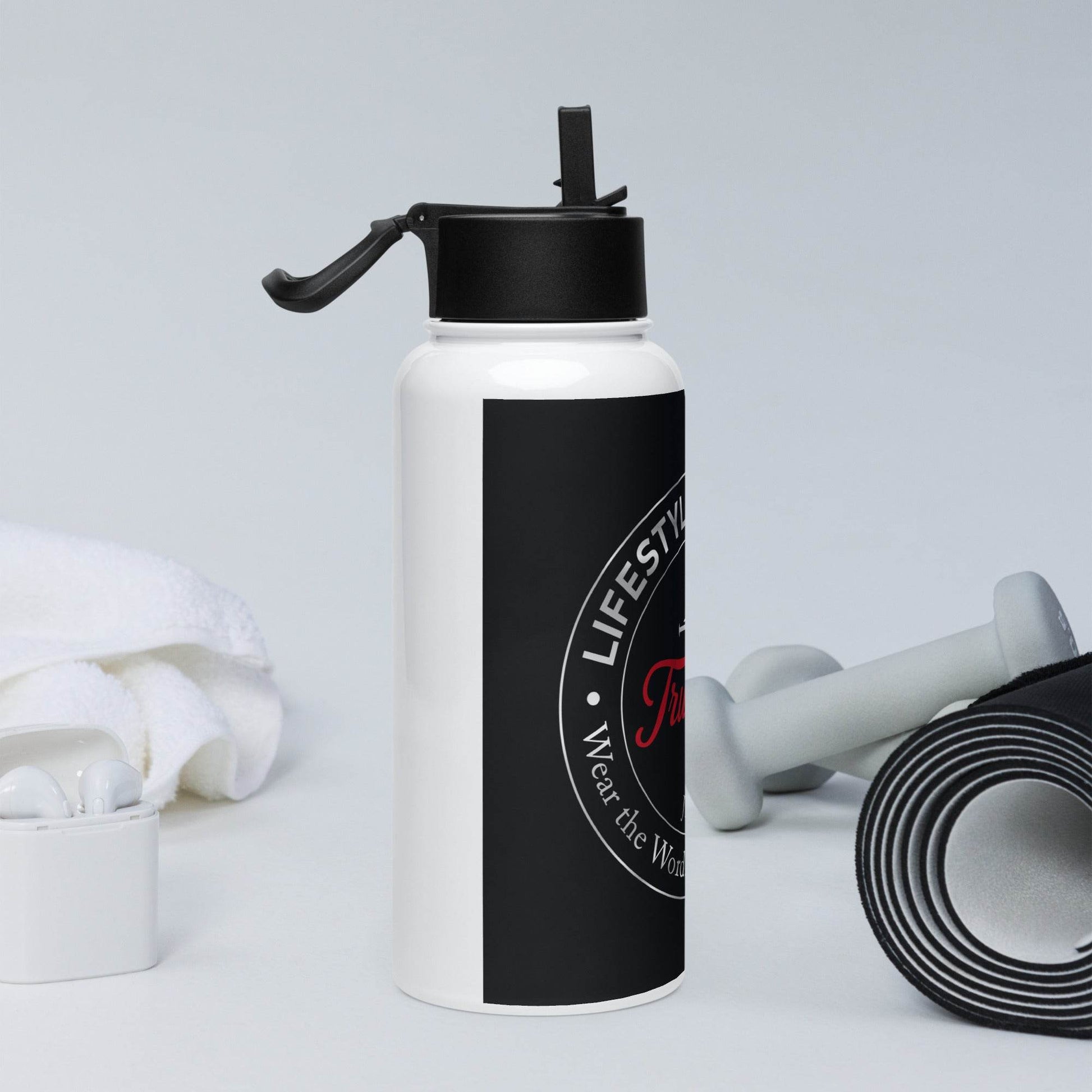 Stainless steel water bottle with a straw lid - Truth is life Style