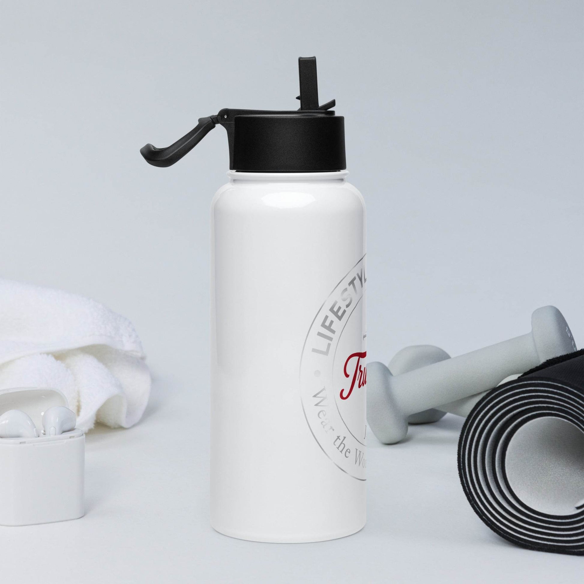 Stainless steel water bottle with a straw lid - Truth is life Style